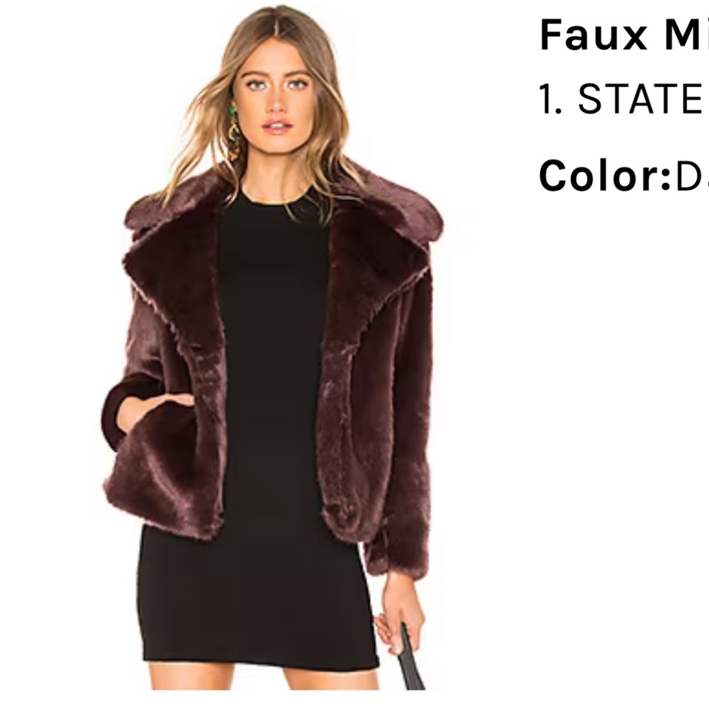 Faux Mink Jacket XS in Oxblood - Picture 4 of 4